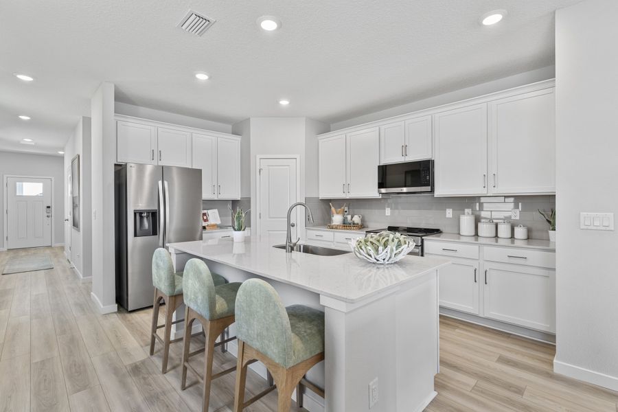 Laurel II Floor Plan Chef's Kitchen with Island at The Preserve at Camden Woods