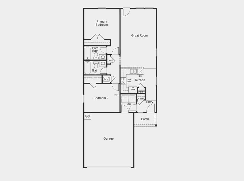 2D floor plan layout for the 1043 by KB Home in Madera Trails, New Caney, TX (Image 3).