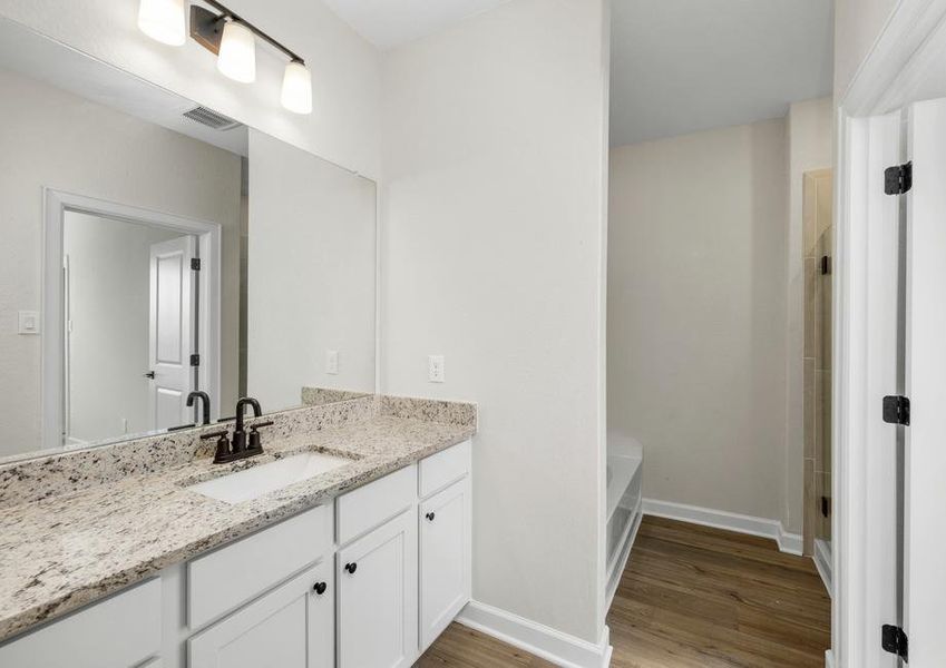 The master bath is very peaceful.