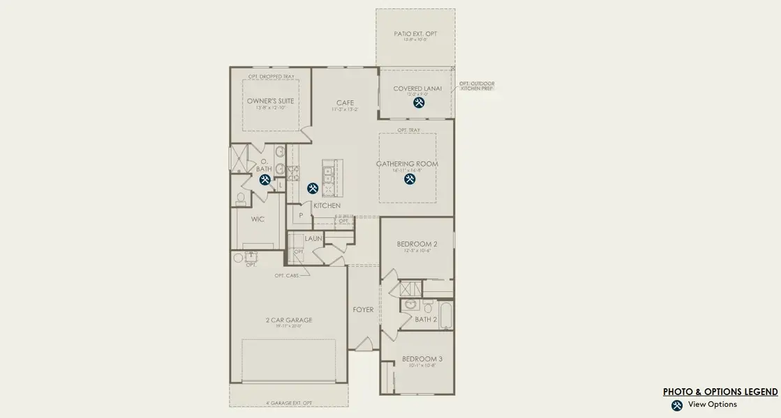 2D floor plan layout for the Cedar by Pulte Homes in Seminole Palms, Palm Coast, FL (Image 4).