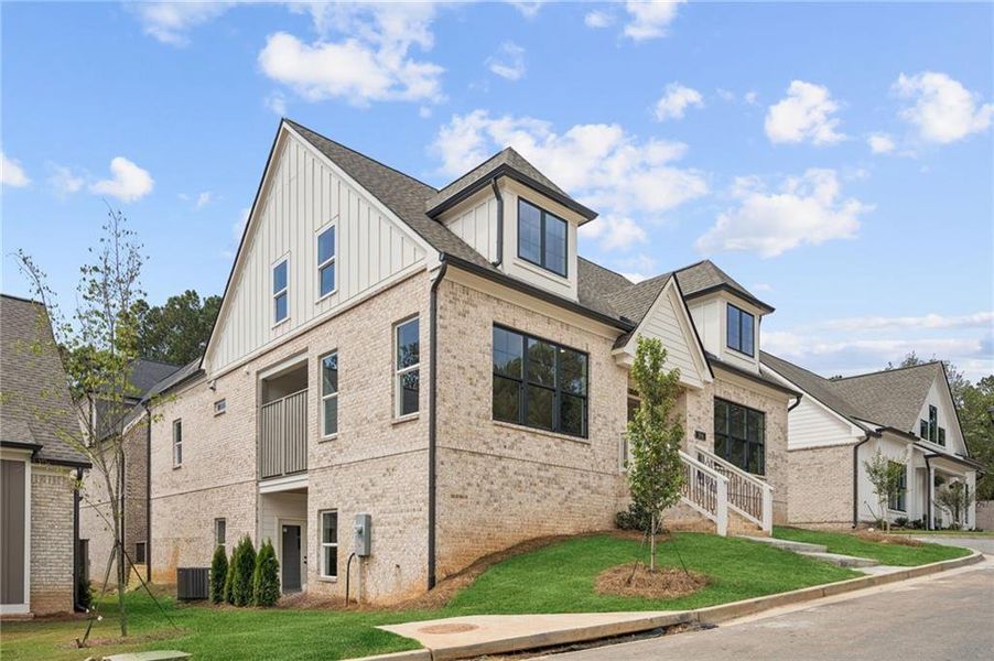 Front exterior of a new home in , Roswell, GA, highlighting curb appeal (Image 26).