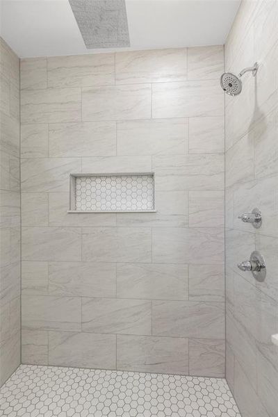 Primary Bathroom shower with dual shower heads