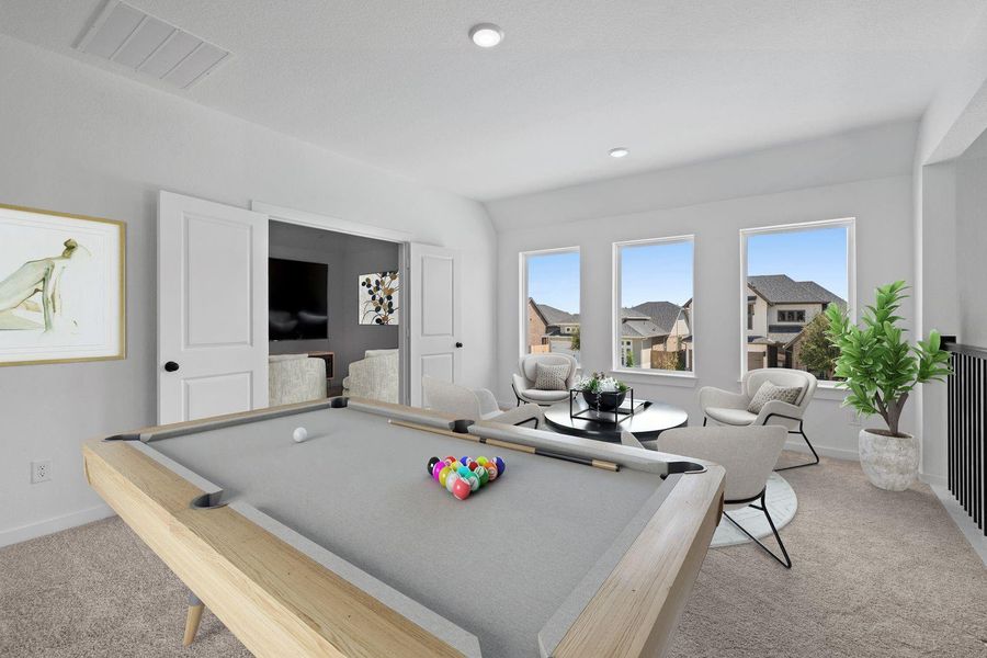 Enjoy your spacious game room perfect for family fun and entertaining. Enjoy your spacious game room perfect for family fun and entertaining.