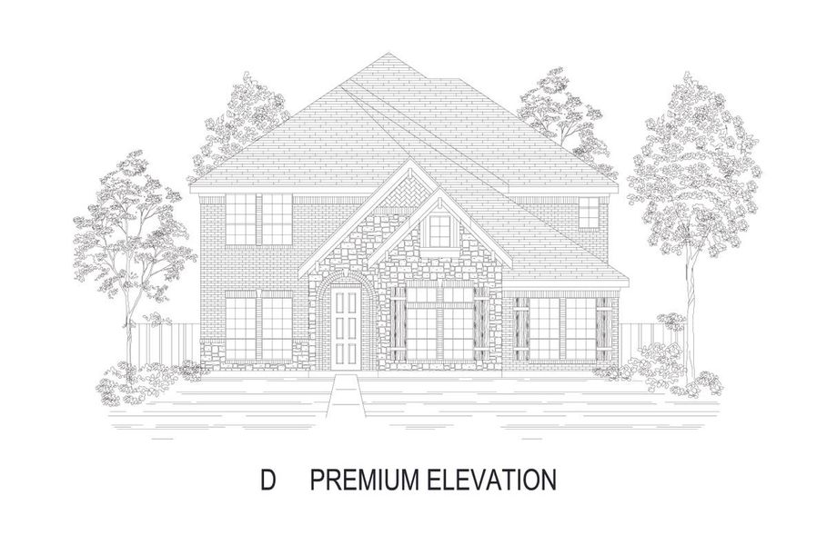 Representative rendering of the exterior for the Oxford R (w/Media) by First Texas Homes (Image 3).