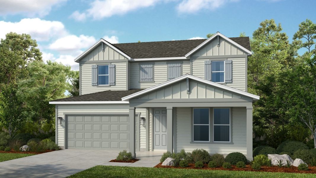 Representative exterior photo of a completed home built from the Rockport by Taylor Morrison in Colbert Landings, Palm Coast, FL (Image 3). Representative exterior photo of a completed home built from the Rockport by Taylor Morrison in Colbert Landings, Palm Coast, FL (Image 3).