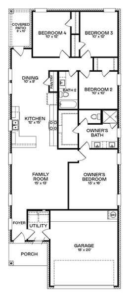 2D floor plan layout of this home in Anniston: Avante Collection, Katy, TX (Image 3).