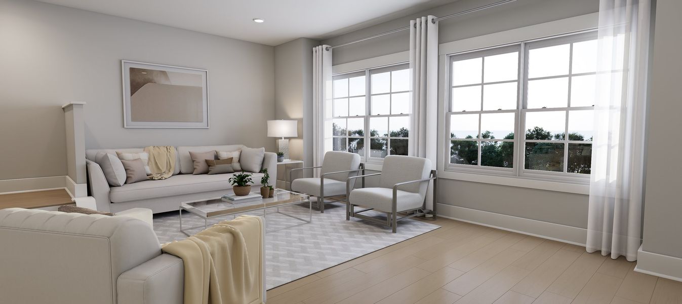 Representative furnished interior of a home built from the Atlas End Unit by Baker Residential in Atwater Station - Midtown Collection, Fuquay Varina (Image 10).
