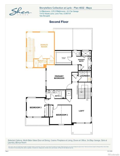2D floor plan layout of this home in Storytellers at Lyric, Lone Tree, CO (Image 28).