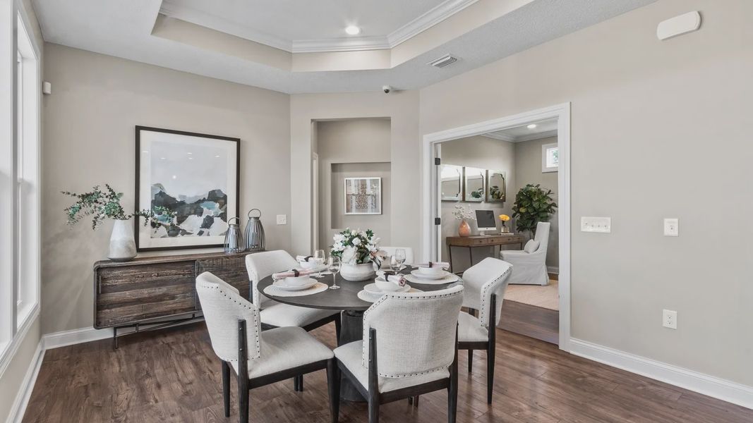Representative furnished interior of a home built from the Portico by Epcon Communities in The Courtyards by The Manor, Alpharetta (Image 12). Representative furnished interior of a home built from the Portico by Epcon Communities in The Courtyards by The Manor, Alpharetta (Image 12).