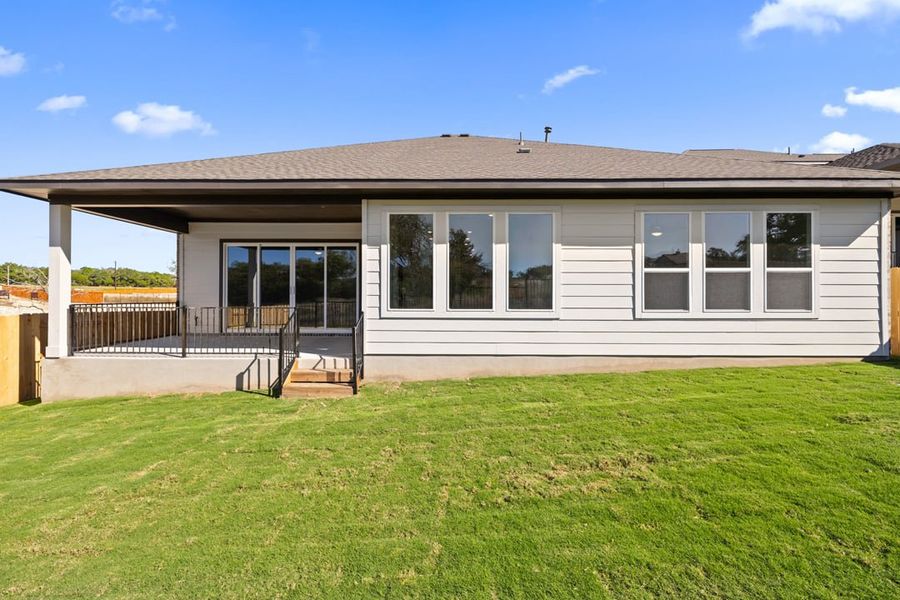 Exterior details and patio area of a home in Capitol Collection at Lariat, Liberty Hill (Image 24). Exterior details and patio area of a home in Capitol Collection at Lariat, Liberty Hill (Image 24).