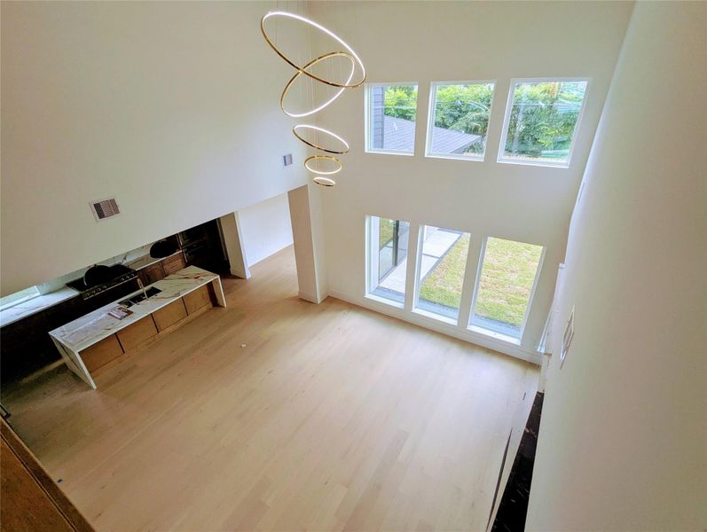 View of Family Room from second floor bridge. View of Family Room from second floor bridge.