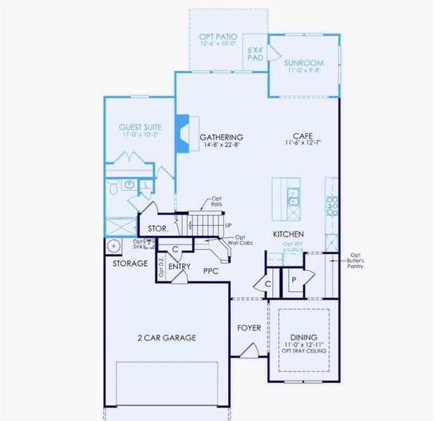 2D floor plan layout of this home in Hunters Creek, Flowery Branch, GA (Image 4).
