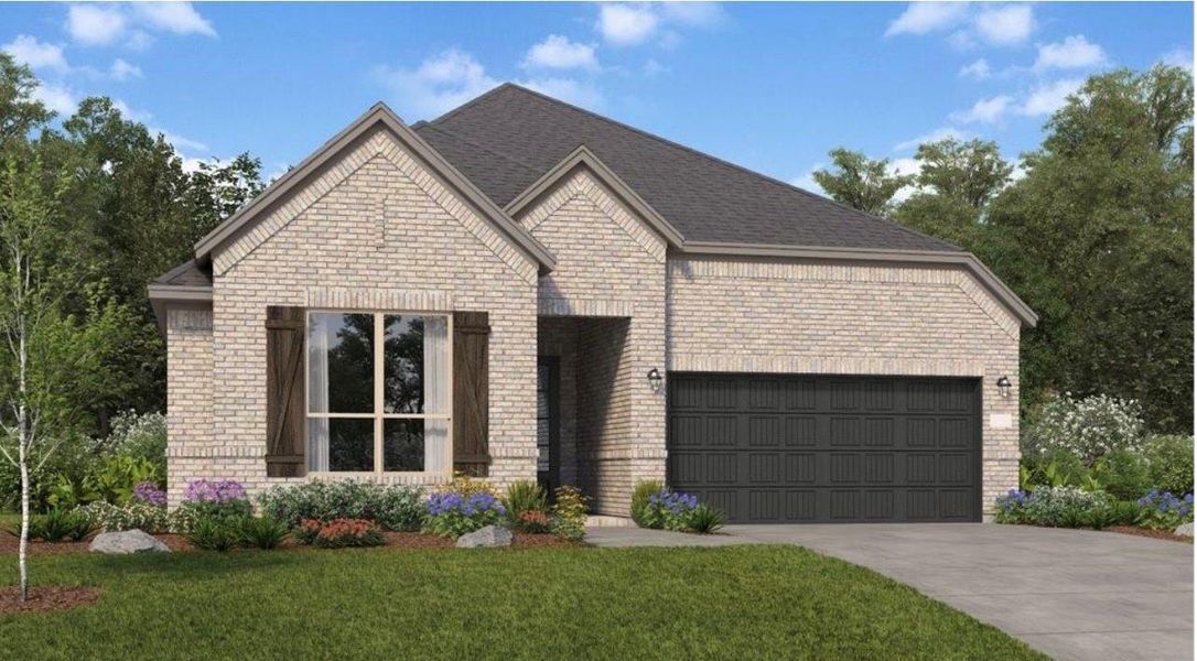 Front exterior of a new home in Anniston: Richmond Collection, Katy, TX, highlighting curb appeal (Image 1).
