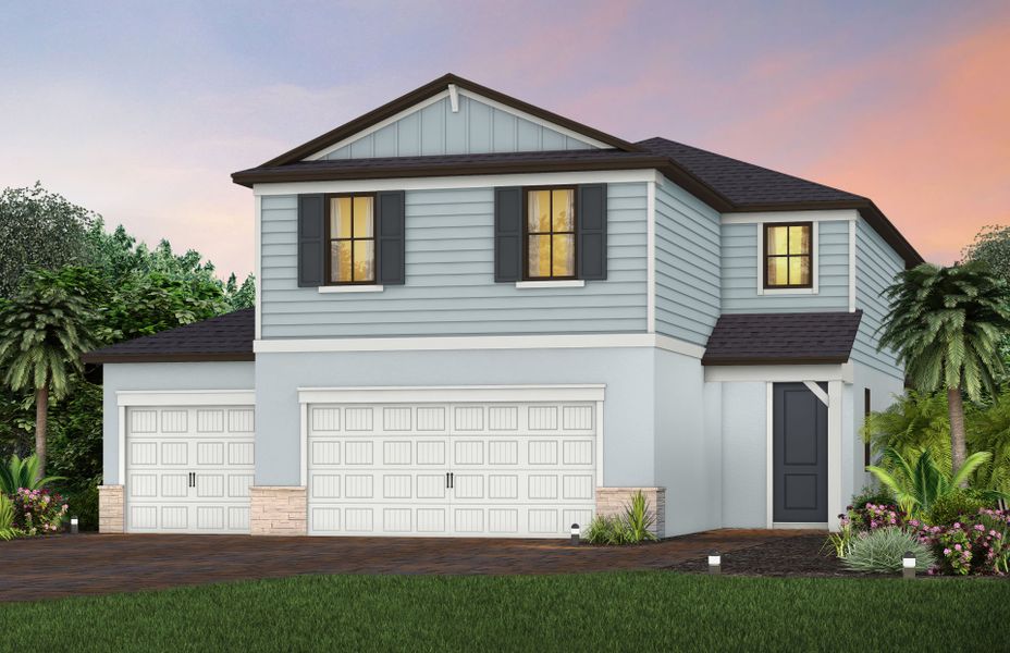 Exterior CO1 with optional stone and 3rd car garage