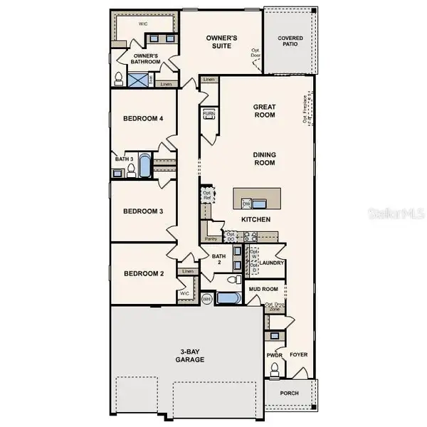 2D floor plan layout of this home in Reserve East, Flagler Beach, FL (Image 5).
