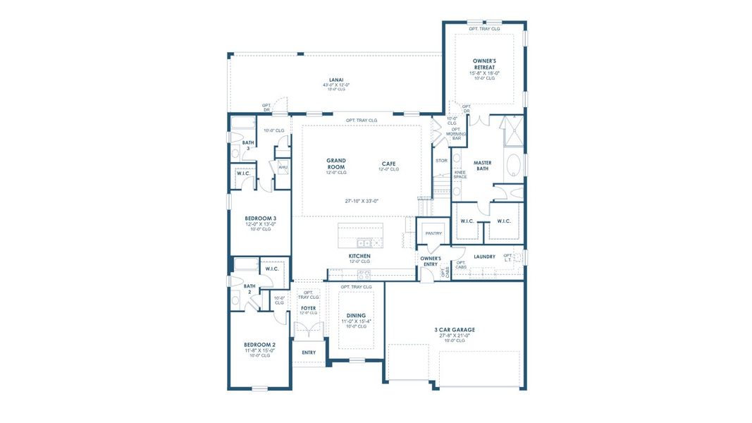 2D floor plan layout for the Cedar Key II by Homes by WestBay in Pasadena Woods, Dade City, FL (Image 3).