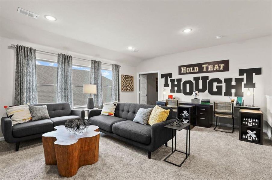 Game room in the Wimbledon home plan by Trophy Signature Homes – REPRESENTATIVE PHOTO Game room in the Wimbledon home plan by Trophy Signature Homes – REPRESENTATIVE PHOTO