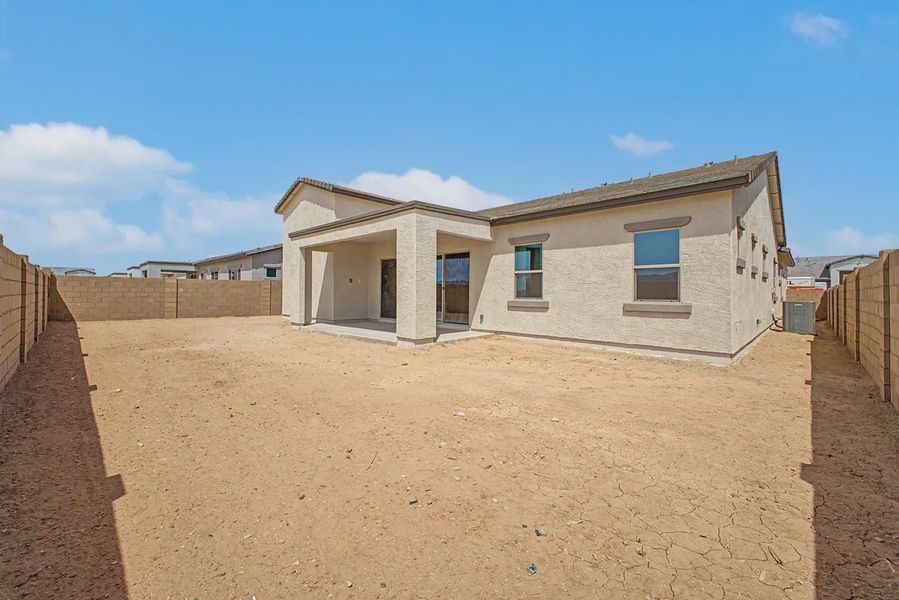 Exterior details and patio area of a home in Valencia at Granite Vista, Waddell (Image 20).