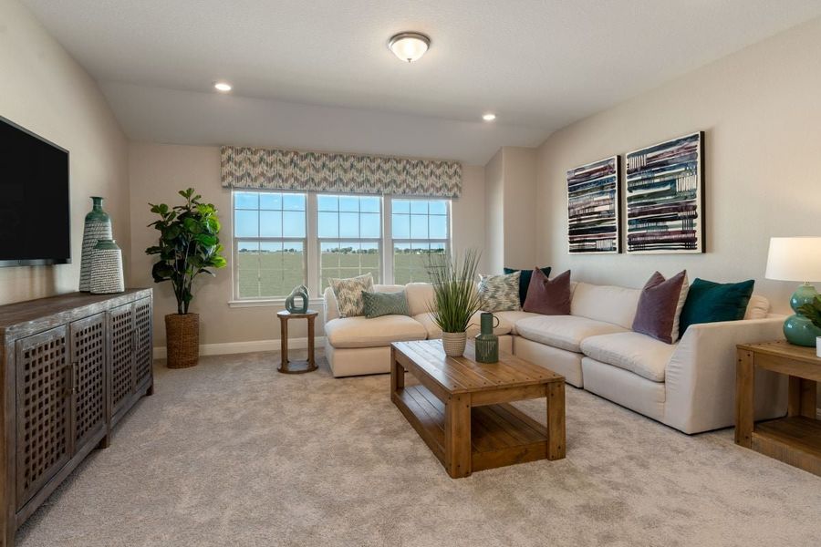 Representative furnished interior of a home built from the 3474 Modeled by KB Home in Salerno - Classic Collection, Round Rock (Image 7).