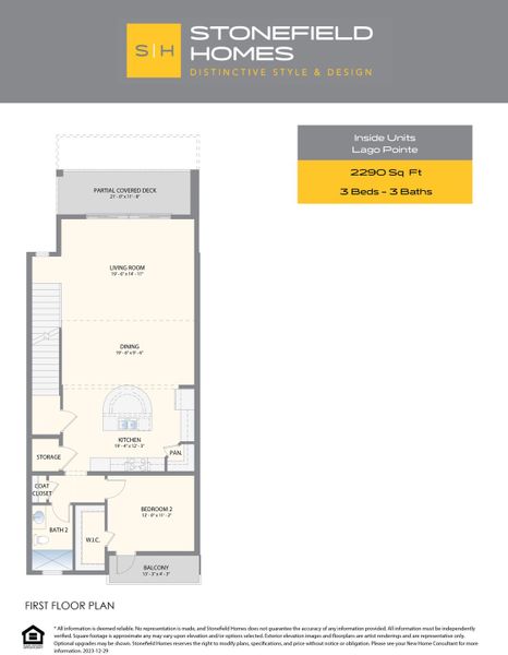 2D floor plan layout for the Lago Pointe - Inside by Stonefield Homes in Lago Pointe, Seabrook, TX (Image 2).