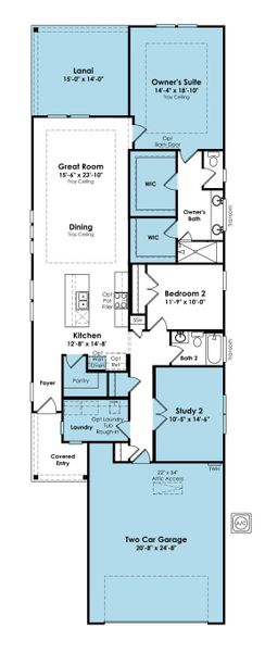2D floor plan layout of this home in Cresswind at Rocky River, Locust, NC (Image 4).