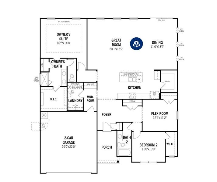 2D floor plan layout for the Allegheny by Mattamy Homes in Fox Field Farms, Broadway, NC (Image 5).