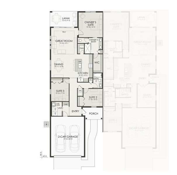 2D floor plan layout of this home in Shellstone at Waterside, Sarasota, FL (Image 3).