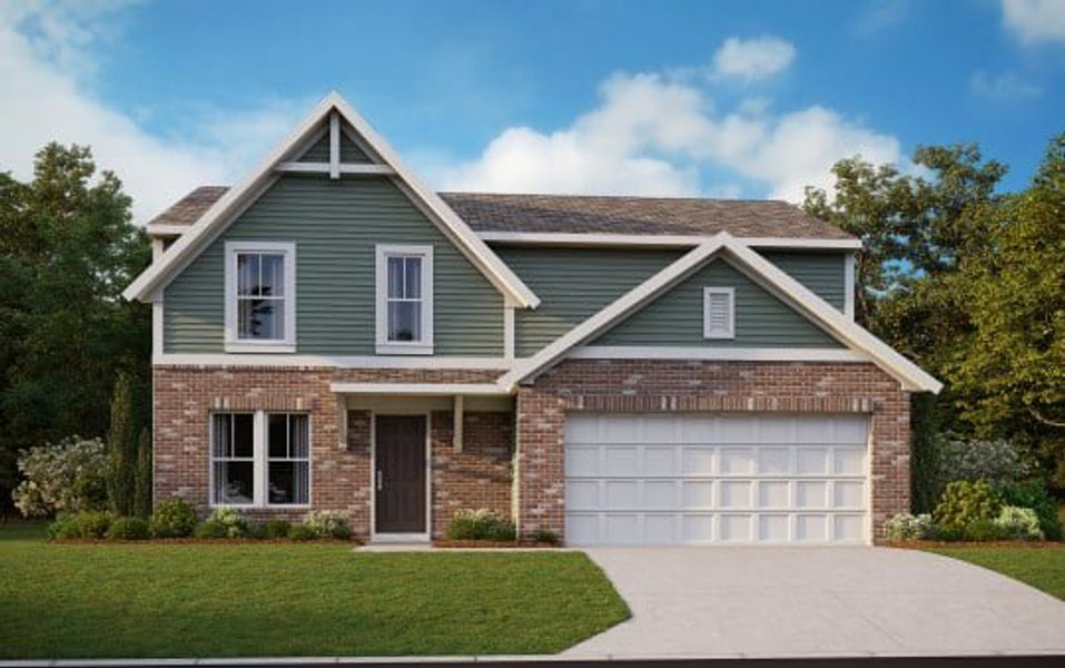 Representative exterior photo of a completed home built from the Greenbriar by Fischer Homes in Crossvine Estates, Hoschton, GA (Image 14).