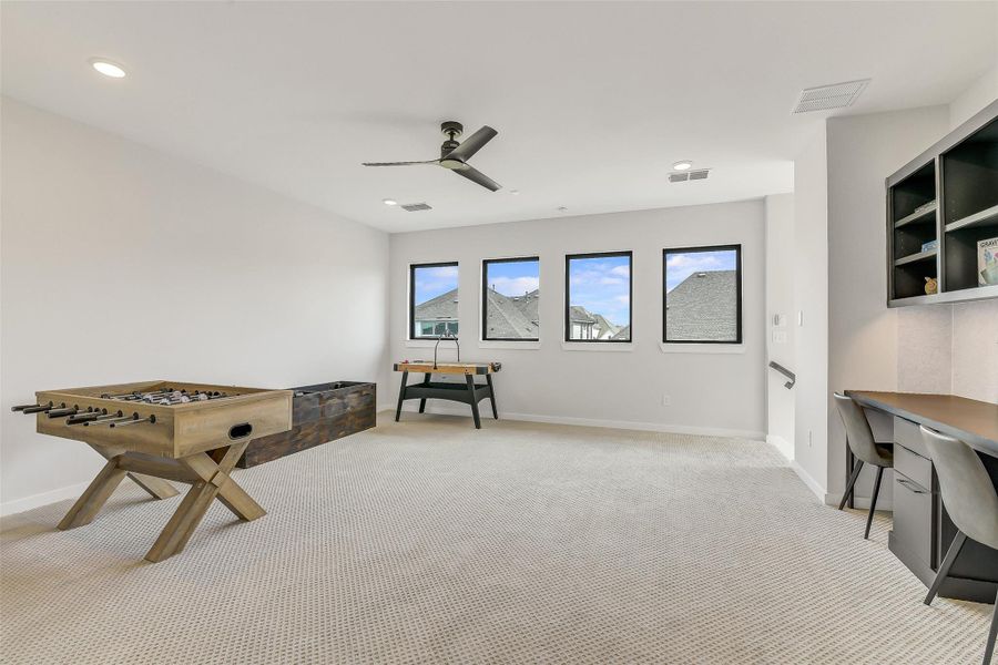 Furnished interior view inside a new home in Bridgeland 45', 50', 70', Cypress (Image 8). Furnished interior view inside a new home in Bridgeland 45', 50', 70', Cypress (Image 8).