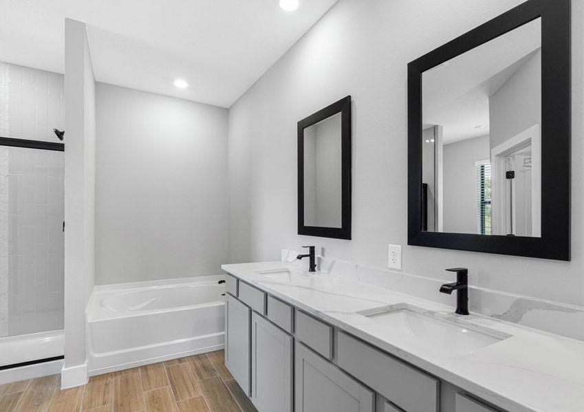 Get ready for your day in the master bathroom