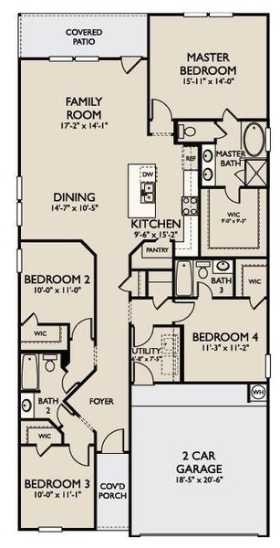 The Hamilton floor plan features 4 bedrooms, 3 full baths and over 1,800 square feet of living space.