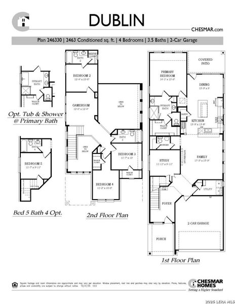 2D floor plan layout of this home in Legacy at Lake Dunlap, New Braunfels, TX (Image 3).