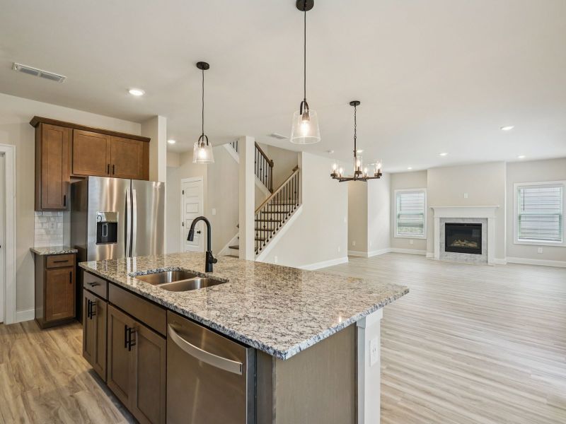 The Dakota Basement floorplan with the Calm Latte interior package.