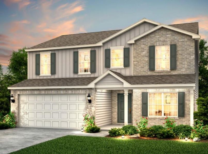 Front exterior of a new home in Anderson Point, McDonough, GA, highlighting curb appeal (Image 1).