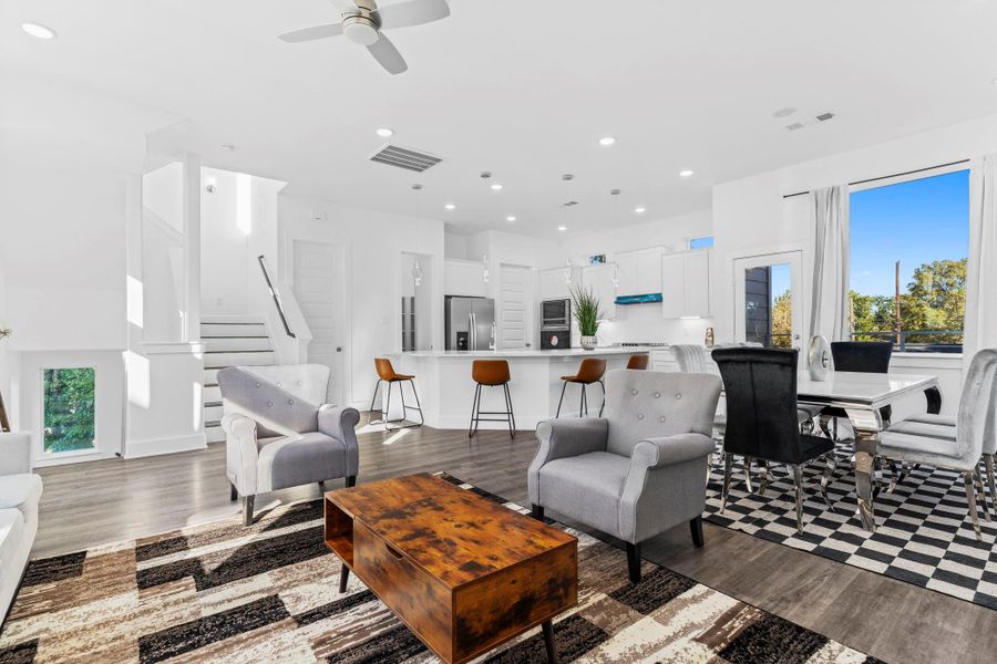 Modern open floor plan perfect for entertaining and everyday comfort. Modern open floor plan perfect for entertaining and everyday comfort.