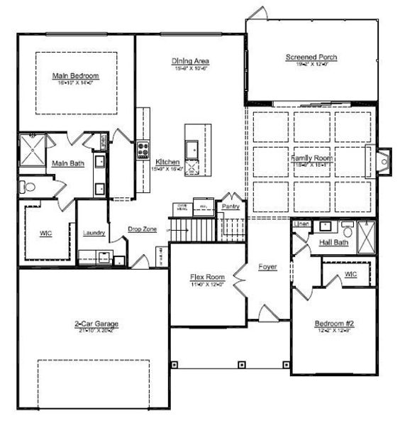 2D floor plan layout of this home in Adalyn Park, Mooresville, NC (Image 2).