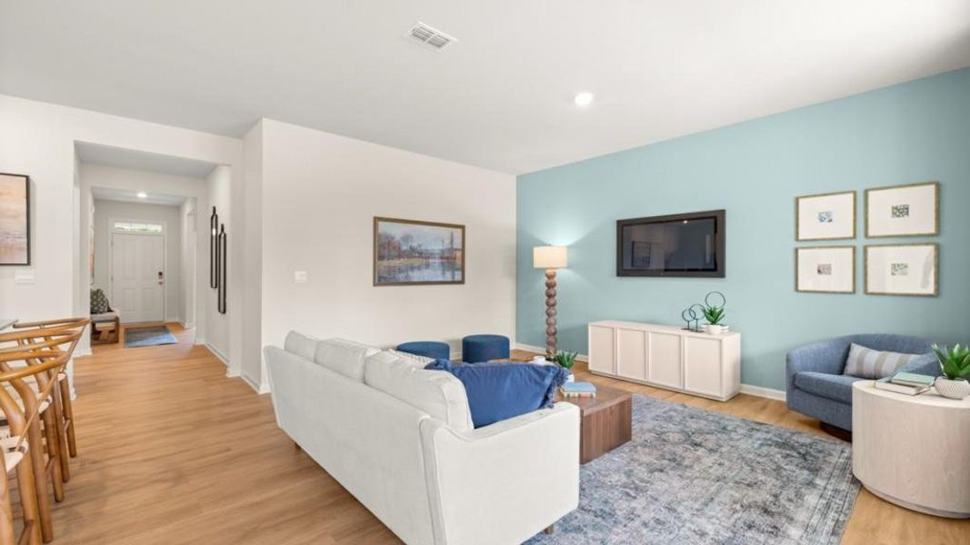 Furnished interior view inside a new home in Oaks at Cedar Grove, Fairburn (Image 22).