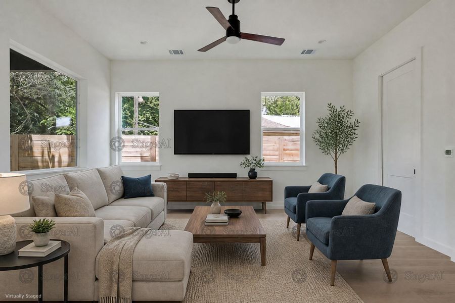 Virtually staged Living Room
