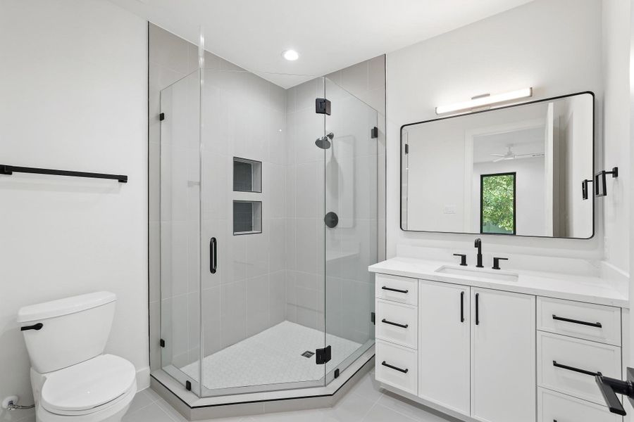 And each adjoining Bath has a uniquely planned design incorporating the high end finishes that are standard everywhere in the home.