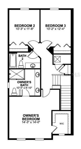 2D floor plan layout of this home in Center Lake on the Park, St. Cloud, FL (Image 4).