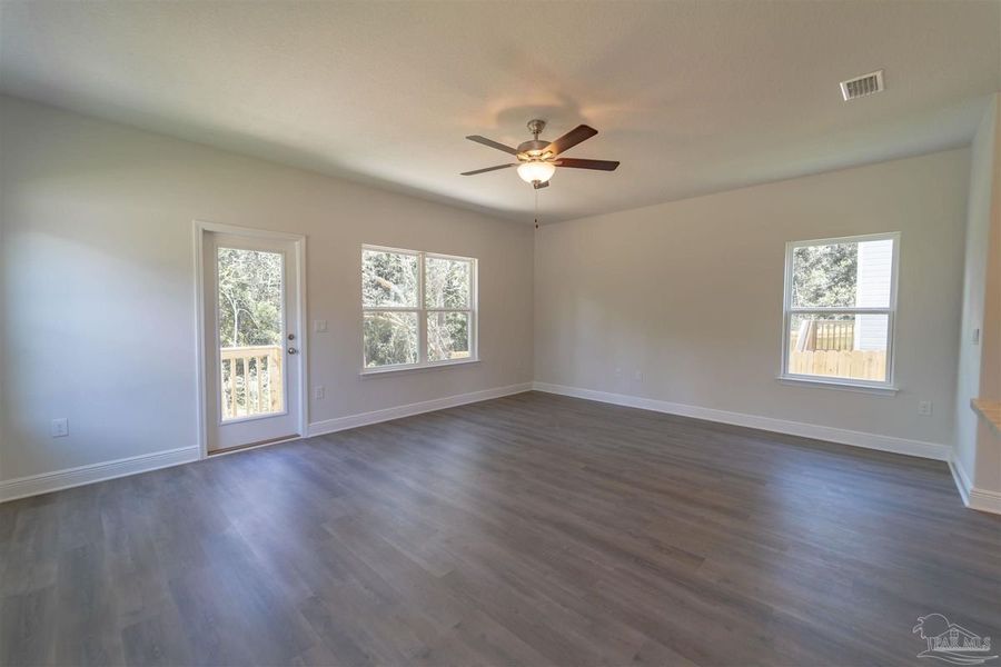 Representative unfurnished interior of a home built from the 1766 by Adams Homes in East Bay, Panama City (Image 12). Representative unfurnished interior of a home built from the 1766 by Adams Homes in East Bay, Panama City (Image 12).
