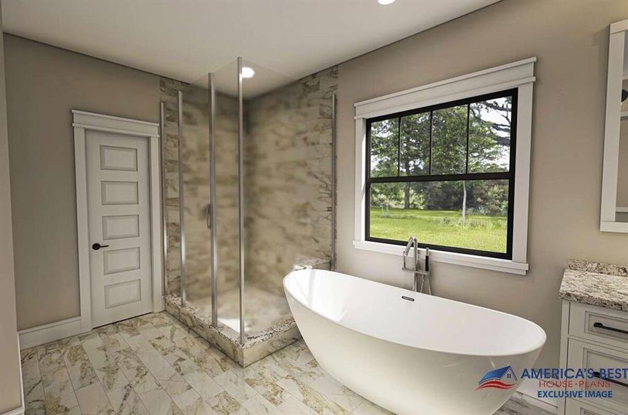 Soak in master tub, separate from the shower