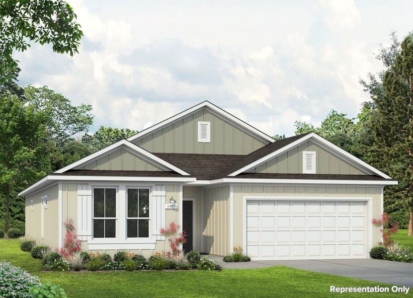 Front exterior of a new home in Cloverleaf, Austin, TX, highlighting curb appeal (Image 19).