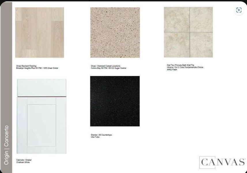 Design Selections.  Home is under construction and selections are subject to change.