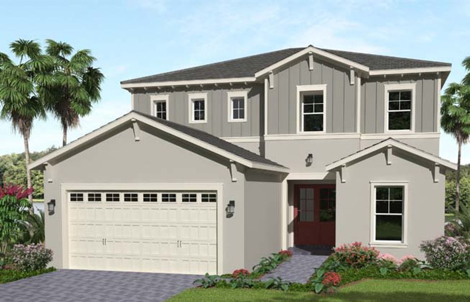 Representative exterior photo of a completed home built from the Azalea Grand by Minto Communities in Westlake, Loxahatchee, FL (Image 4).