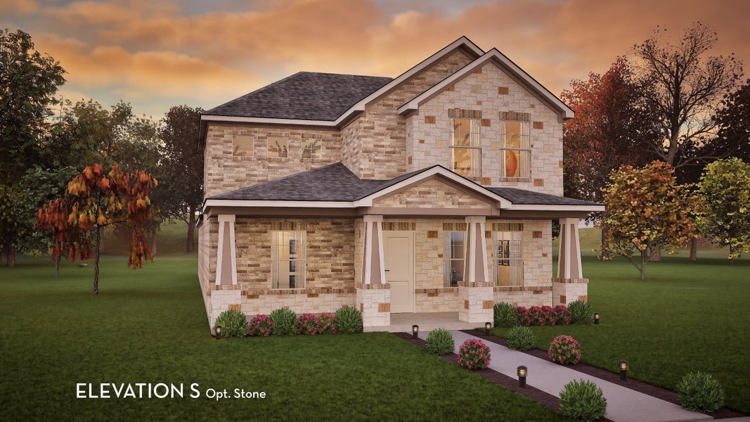 Representative exterior photo of a completed home built from the Ruby by CastleRock Communities in Infinity Square, Kyle, TX (Image 15).