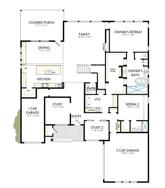 2D floor plan layout of this home in Whyburn Manor Series, Flower Mound, TX (Image 2).