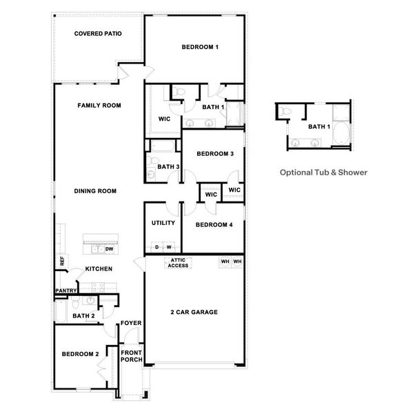 2D floor plan layout of this home in Rosenbusch Ranch, Leander, TX (Image 3).