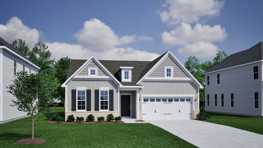 Representative exterior photo of a completed home built from the Bates II - Vanguard Collection by Mungo Homes in Scotts Hill Village, Wilmington, NC (Image 20).