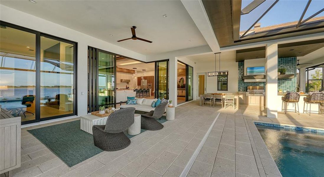 Exterior details and patio area of a home in Wild Blue at Waterside, Sarasota (Image 25).